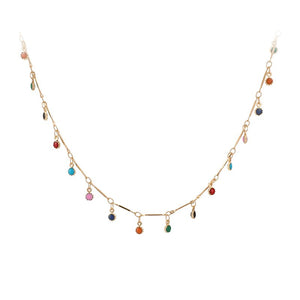 Single Layer Color Crystal Beads Pendant Clavicle Chain Necklace Women Boho Necklace Fashion Jewelry on the Neck