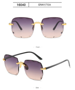 Square Sunglasses Women Frameless Gradient Sun Glasses Women/Men Brand Designer Retro Pink Outdoor Lentes De Sol Mujer