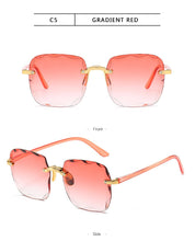 Carica l'immagine nel visualizzatore di Gallery, 2022 Occhiali da sole quadrati senza montatura Donne Designer di marca di lusso Occhiali rossi estivi Occhiali da sole moda per uomo UV400 Shades Oculos 