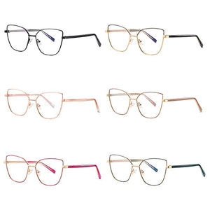 Peekaboo anti blue light cat eye glasses frame women vintage metal gold pink female prescription glasses for computer clear lens