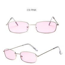 Carica l&#39;immagine nel visualizzatore di Gallery, Retro Sunglasses Men Small Rectangle Sun Glasses Retro Shades for Women Metal Frame Black Pink Eyewear