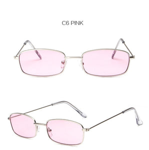 Retro Sunglasses Men Small Rectangle Sun Glasses Retro Shades for Women Metal Frame Black Pink Eyewear