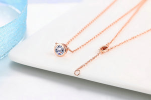 Double Fair Shiny Pendant Necklaces For Women Classical Round Crystal Choker Necklace Rose Gold Plated Fashion Jewelry