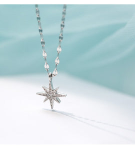 Fashion Silver Plated  Moon and Star Double Layer Chain Link Pendant Necklaces for Women Fine Jewelry