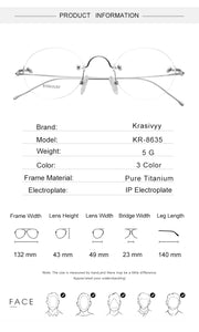 Vintage Round Rimless Glasses Frame Men Pure Titanium Optical Prescription Eyewear Women Frameless Eyeglasses Frame