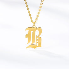 Load image into Gallery viewer, Old English Letter Initial Necklaces For Women Men Gold Silver Color Stainless Steel Chain Male Female Pendant Necklace Jewelry