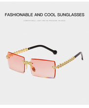 Carica l'immagine nel visualizzatore di Gallery, Occhiali da sole con diamanti senza montatura alla moda Design di marca da donna Occhiali da sole quadrati piccoli in metallo Tonalità di lusso Occhiali UV400 Gafas De Sol