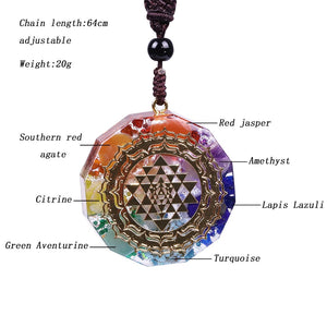 Orgonite Pendant Sri Yantra Necklace Sacred Geometry Chakra Energy Necklace Meditation Jewelry