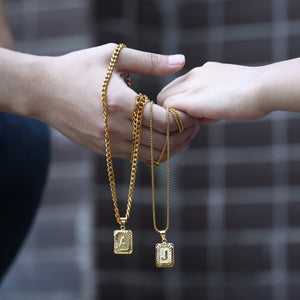 Initial letter Pendant a b c Charm Gold Necklace for Women Men Cuban Link Chain Dropshipping GPM05C