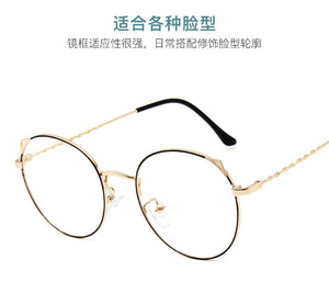 Retro Cat Ear Glasses Frame Fashion Ladies Glasses Round Glasses Korean Glasses Frames Ladies Decorative Glasses