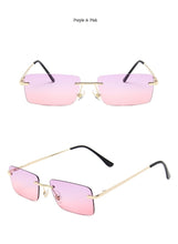 Load image into Gallery viewer, Rimless Alloy Small Square Sunglasses For Women Vintage Ins Hot Gradient Clear Sun Glasses Female Uv400 Shades Hip Hop Eyewear
