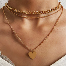 Load image into Gallery viewer, Fashion Star Lock Pendant Necklace for Women Vintage Thick Chunky Chain Choker Multilayer Coin Necklaces Jewelry Gifts