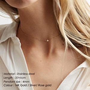 Visunion 316L Stainless Steel Necklace Exquisite Pearl Simple Rose Gold Color Link Chain Necklace Temperament Jewelry New Gift
