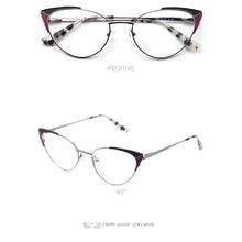 Load image into Gallery viewer, Prescription Glasses Women&#39;s Eyeglasses With Frame Myopia Clear Optical Female Eyewear Metal Cat Eye Round Fake Glasses