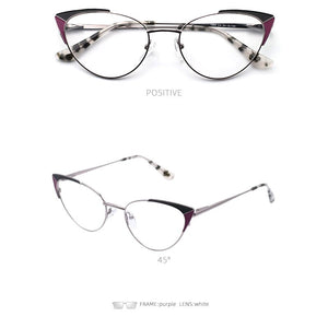 Prescription Glasses Women's Eyeglasses With Frame Myopia Clear Optical Female Eyewear Metal Cat Eye Round Fake Glasses