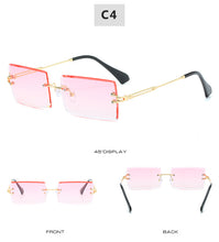 Carica l'immagine nel visualizzatore di Gallery, Retro small rectangle sunglasses women rimless square sun glasses for women 2022 summer style female uv400 green brown Oculos