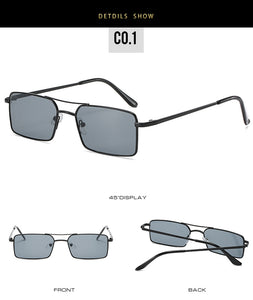 Square Women Sunglasses Alloy Metal Small Frame Clear Double Men's Sun Glasses Women Vintage Chic Female Shades Red Yellow