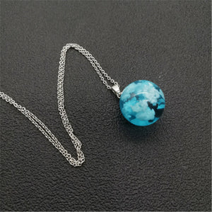 Transparent Resin Rould Ball Moon Pendant Necklace Women Blue Sky White Cloud Chain Necklace Fashion Jewelry Gifts for Girl