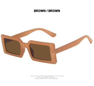 Trendy Rectangle Sunglasses Women Green Fluorescent Street Shot Eyewear Black Thick Frame Fashion Female Cool Sun Glasses