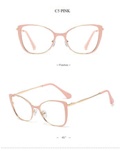 Load image into Gallery viewer, QPeClou Unique Vintage Cat Eye Glasses Women  Retro Metal Cateye Eyeglasses Frames Female Clear lens Optical Oculos Gafas