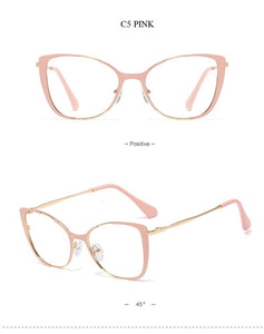 QPeClou Unique Vintage Cat Eye Glasses Women  Retro Metal Cateye Eyeglasses Frames Female Clear lens Optical Oculos Gafas
