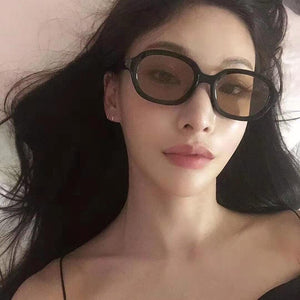 Oval Orange Yellow Frame Sunglasses Women Men Metal Hinge Red Tan Pink Lens UV400 Protection Model Style Sexy Ladies Eyewear