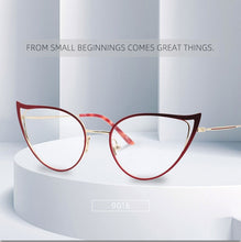 Load image into Gallery viewer, Optical Anti Blue Light Glasses Frames Women Prescription Glass Myopia Cat Eye Metal Fake Round Glasses Women&#39;s Eyewear UV400