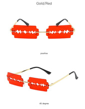 Load image into Gallery viewer, Small Rectangle Rimless Sunglasses Women NEW Fashion Blade Shape Vintage Hollow Eyeglasses Women Razor Gafas Punk UV400 Alloy