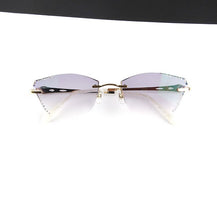 Load image into Gallery viewer, β Titanium Myopia Sunglasses Ladies Rimless Diamond Butterfly Frame Flat Lens Progressive With Prescription Diopter Astigmatism