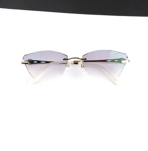β Titanium Myopia Sunglasses Ladies Rimless Diamond Butterfly Frame Flat Lens Progressive With Prescription Diopter Astigmatism