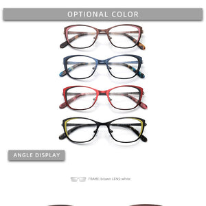 Square rectangular cat eye eyeglasses frame metal transparent small narrow glasses Women diopters customizable fashion luxury