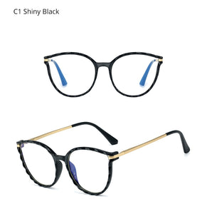 Ralferty TR90 Women's Transparent Glasses Retro Cat Eye Frames Anti Blue Light 0 Diopter Myopia Optic Frame Eyeglasses