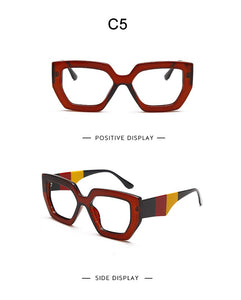 Fashion Polygonal Glasses Frame Women European And American Three-Color Frame Flat Glasses Men's Glasses Can Wear Myopia Glasses