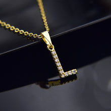 Carica l&#39;immagine nel visualizzatore di Gallery, Cubic Zircon Alphabet Pendants Gold Silver Color Copper Mini A-Z Letter Pendant Necklace Shinning 26 Initial Collares Jewelry