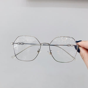 Clear Glasses Frames Women Retro Metal Polygon Eyeglasses Womens Gradient Pink Optical Frame Spectacles Hollow Design