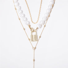 Carica l&#39;immagine nel visualizzatore di Gallery, Punk Multi Layered Pearl Choker Necklace Collar Statement Virgin Mary Coin Crystal Pendant Necklace Women Jewelry