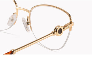 Semi Rimless Cat Eye Myopia Glasses Frame Women Optical Prescription Eyeglasses Frame Ladies Retro Luxury Brand Spectacles Frame