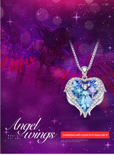 Load image into Gallery viewer, Women Silver Color Necklace Embellished with Crystals from Swarovski Necklace Angel Wings Heart Pendant Valentines Gift