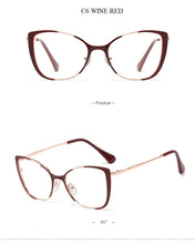 Load image into Gallery viewer, QPeClou Unique Vintage Cat Eye Glasses Women  Retro Metal Cateye Eyeglasses Frames Female Clear lens Optical Oculos Gafas
