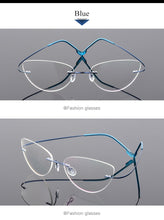 Load image into Gallery viewer, Women Titanium alloy Screwless Rimless Cat Eye Glasses Frame, Ultralight Frameless Optical Frames For Prescription Myopia F860