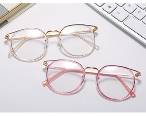 Cat Eye Glasses Frames Anti Blue Light Eyeglasses for Women Retro Optical Spectacles Ladies Fake Eyewear Myopia Frame