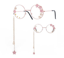Load image into Gallery viewer, Cute Sakura Pendant Clear Optical Glasses Frame Women Round Girls Retro Eyeglasses Gothic Handmade Eyewear Glass Oculos De Gafas