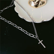 Load image into Gallery viewer, Multilayers Punk Chains Cross Necklace Couple Fashion Street Hip Hop Geometric Metal Pendant Necklaces for Women