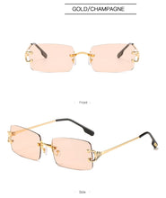 Carica l'immagine nel visualizzatore di Gallery, Retro Rimless Sunglasses Women Men Retro Brand Designer Sunglasses Sunglasses Women Men Rectangular Glasses UV400 Oculos De Sol