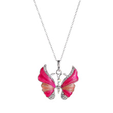 Carica l'immagine nel visualizzatore di Gallery, Korean Blue Gradient Butterfly Necklace for Women Girls Silver Color Rainbow Butterflies Pendant Choker Necklaces Jewelry Gift