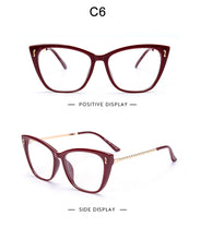 Load image into Gallery viewer, Cat Eye Glasses Frames Women Anti Blue Light Computer Eyeglasses Womens Clear Optical Spectacles Unique Frame Design