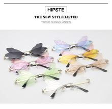 Load image into Gallery viewer, 2022 Luxury Fashion Dragonfly Sunglasses Women Rimless Wave Sun Glasses Metal Shades For Vintage Women Mirror Eyewear UV400