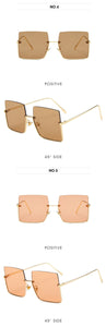 New Fashion Lady Oversize Half Frame Occhiali da sole quadrati in metallo Occhiali da donna di lusso oculos de sol feminino Occhiali da sole 