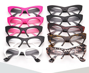 Big frame women glasses frame fashion cat eye Clear Lens brand oversized Glasses Female Transparent Half frame optical frame