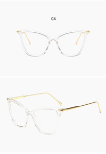 Sexy Red Eyeglasses Frame Women Cat Eye Glasses Clear Lens Sunglasses Frame Fashion Spectacles Oversized Eyewear Metal Legs
